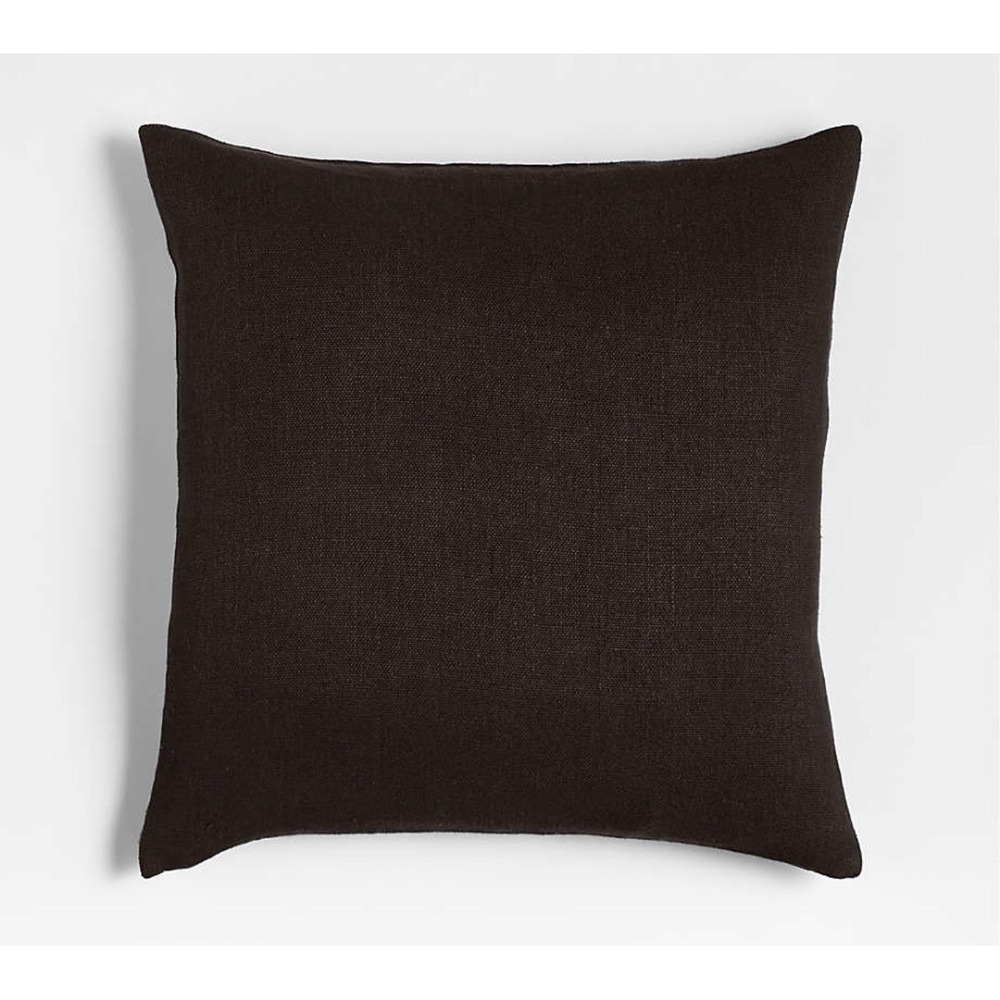 2 Crate & Barrel Laundered Linen Pillow Covers 20x20 Ink Black Square Textured